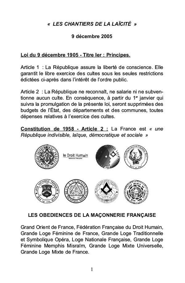 Les chantiers de la laïcité