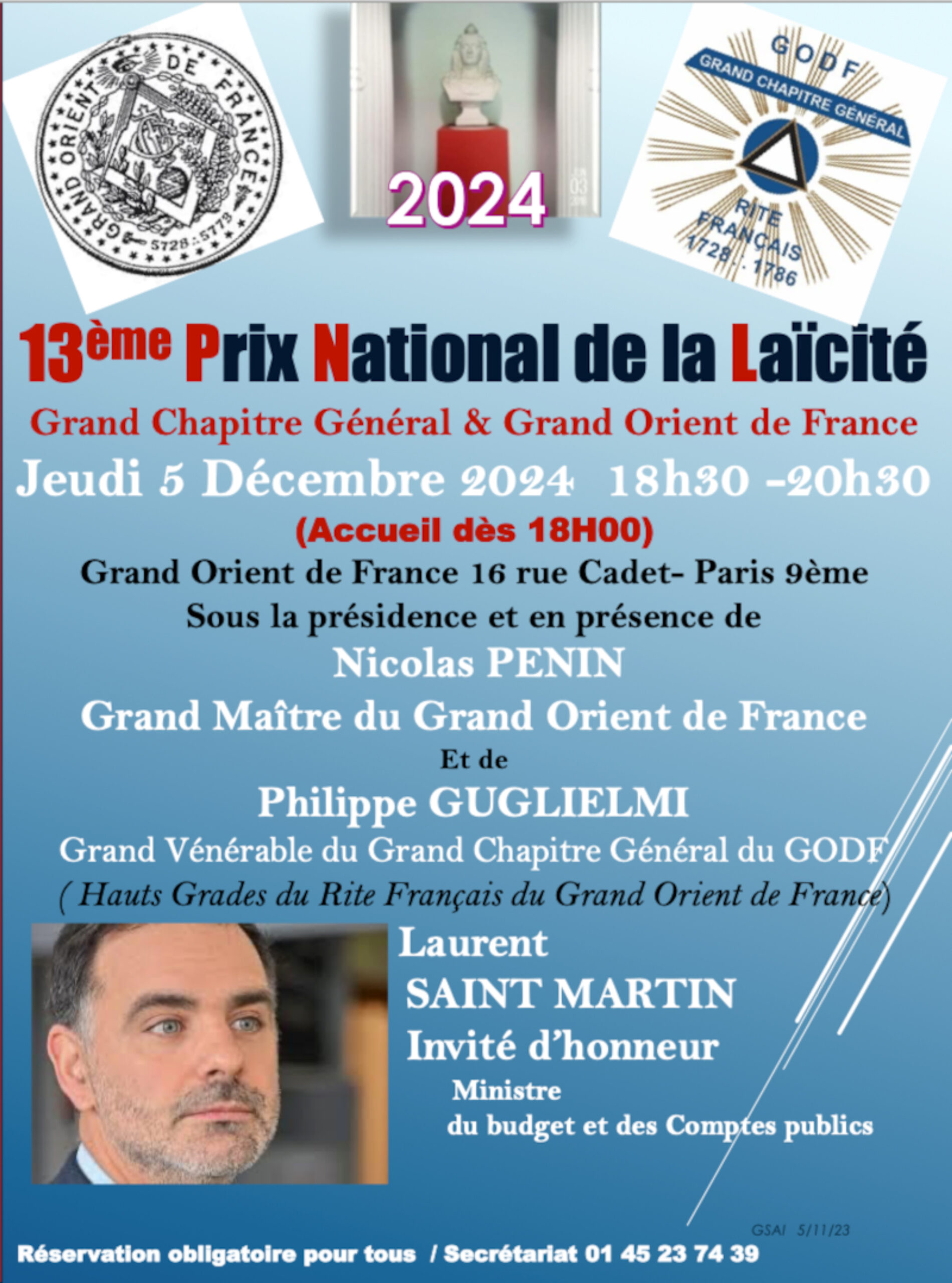 13e Prix National de la Laïcité du Grand Chapitre Général & Grand Orient de France