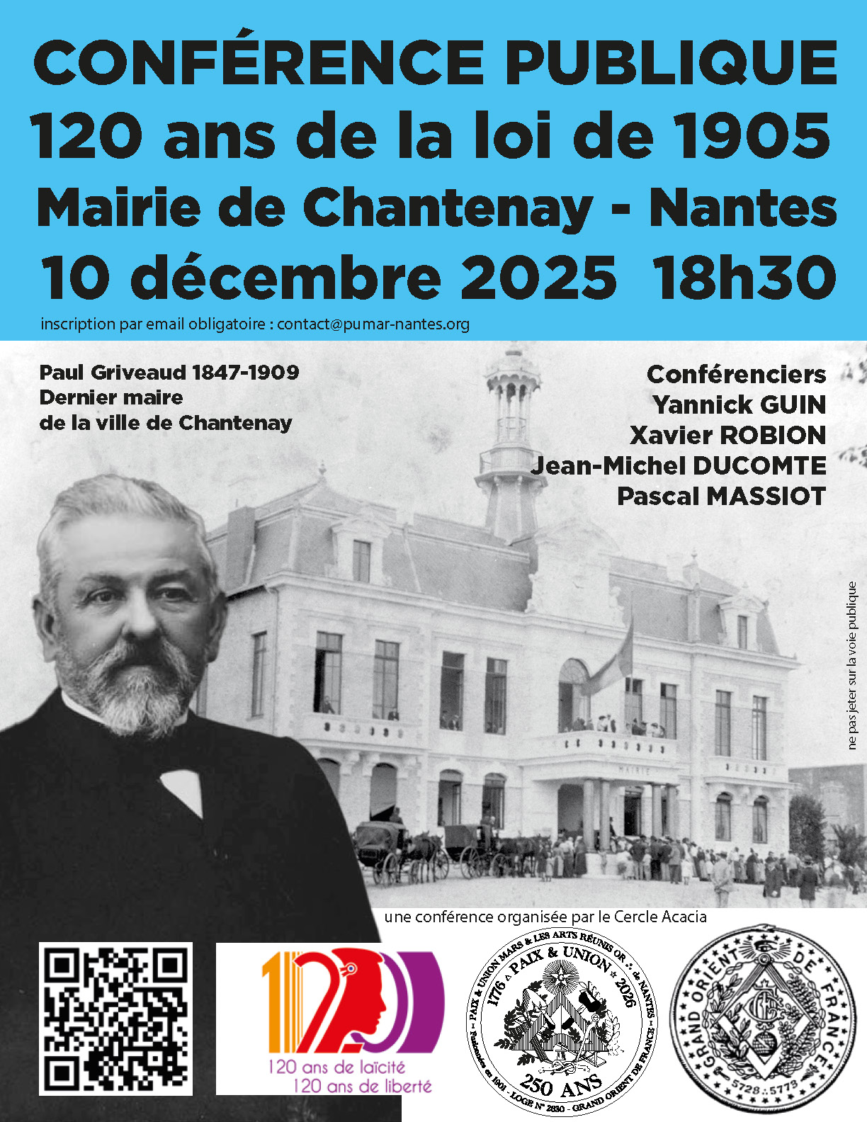 120 ans de la loi de 1905 - Paul Griveaud (1747-1909) dernier maire de la ville de Chantenay