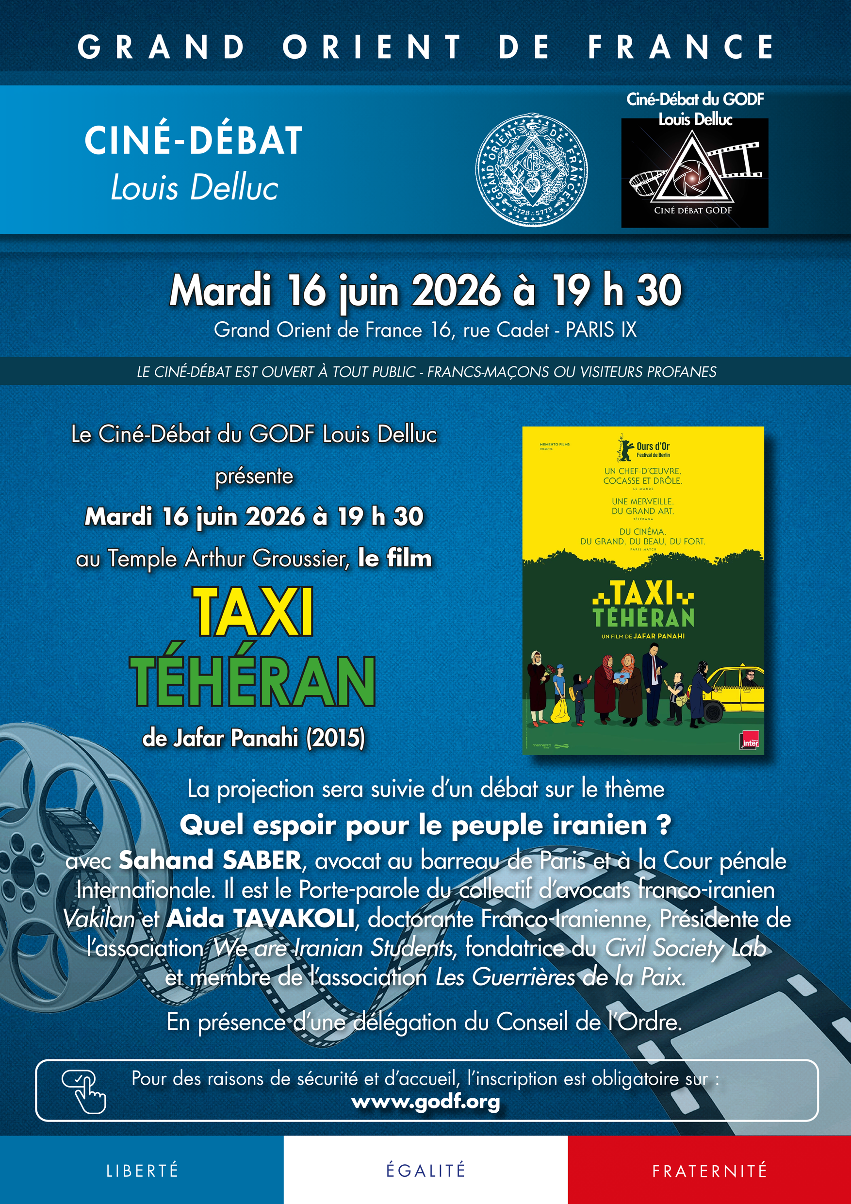 Projection du film « TAXI TÉHÉRAN » de Jafar Panahi (2015)