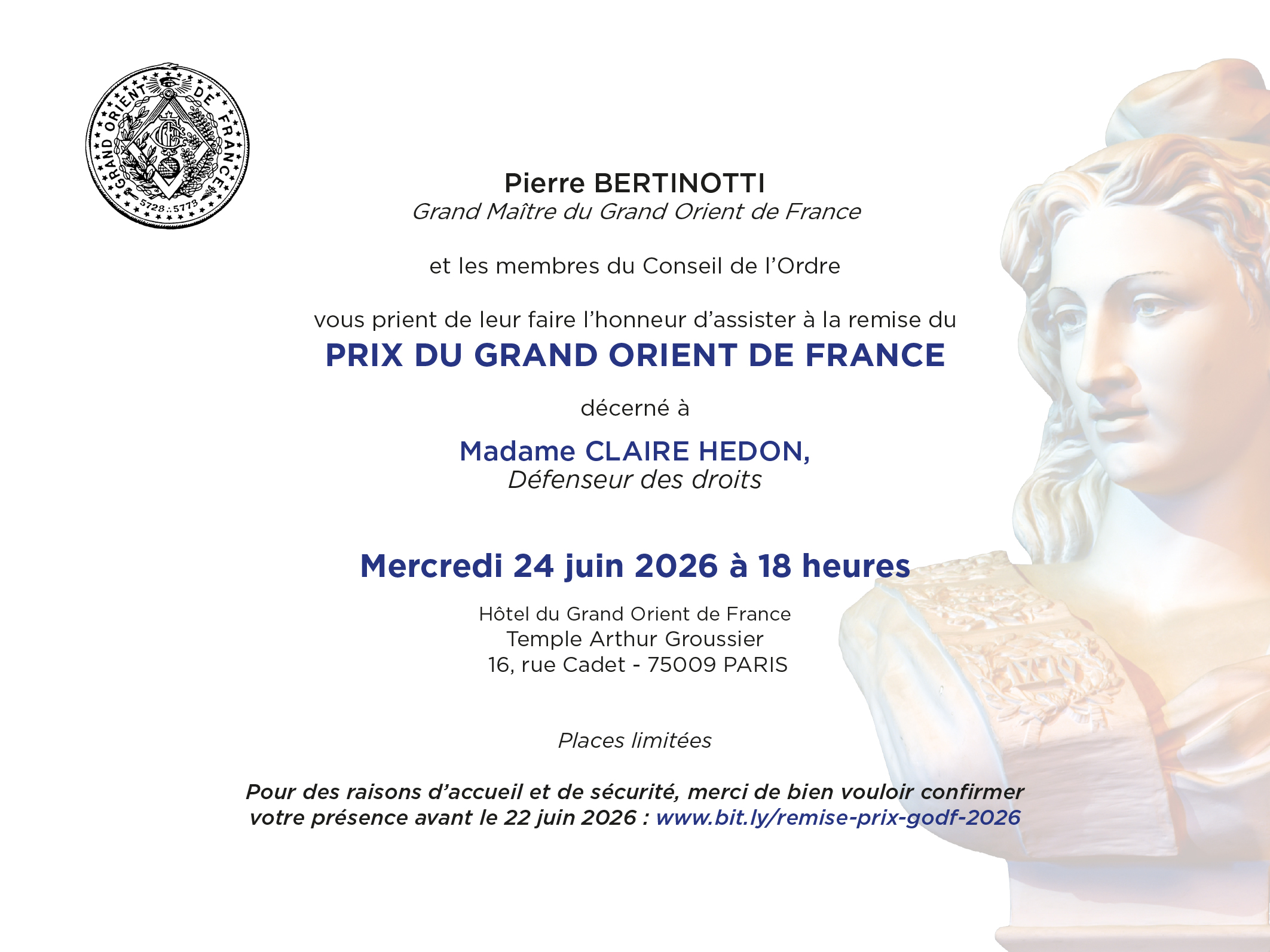 Remise du Prix du Grand Orient de France