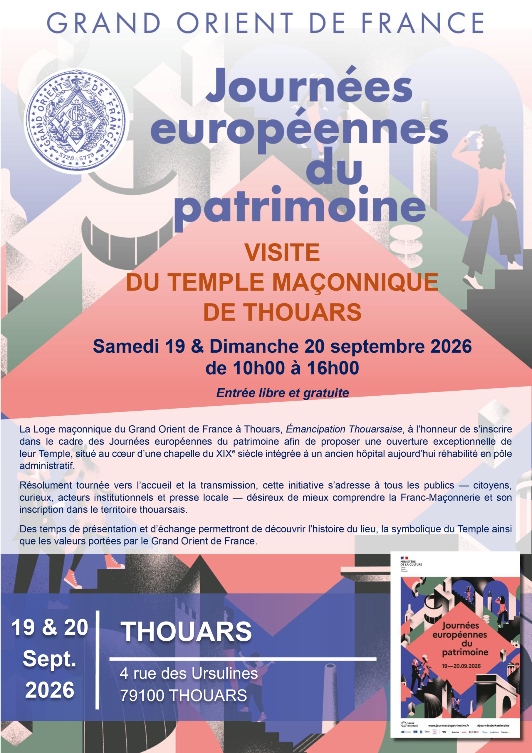 Visite du Temple maçonnique de Thouars (journées européennes du patrimoine)